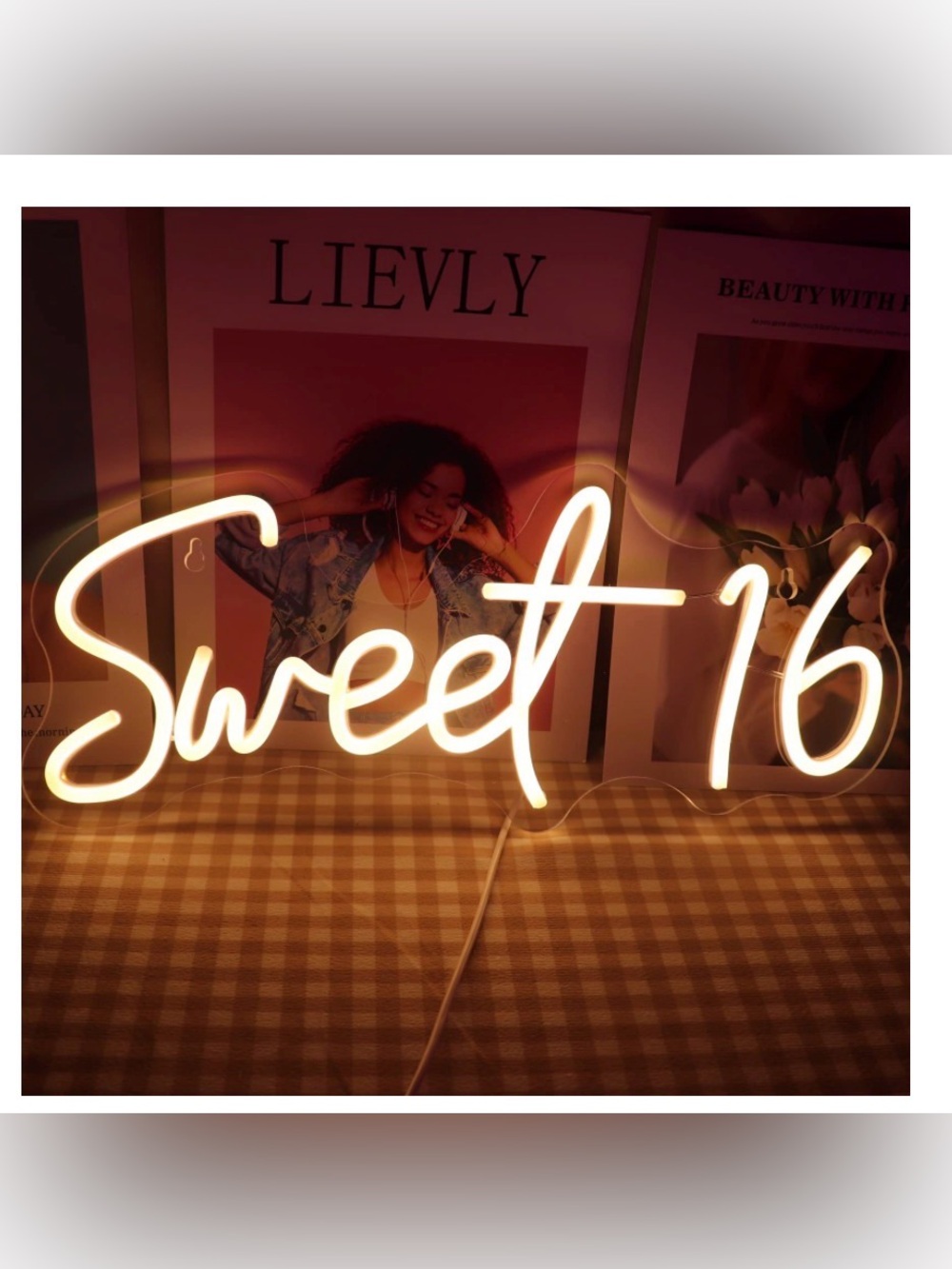 Neutral White "Sweet 16" Neon Sign Light Party Sign